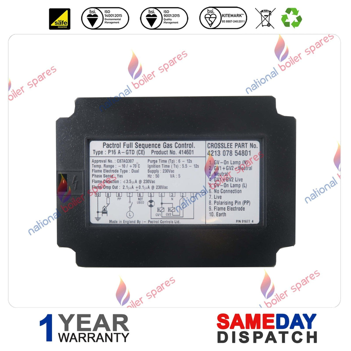 Pactrol Full Sequence Gas Control Unit P16 A GTD 414601