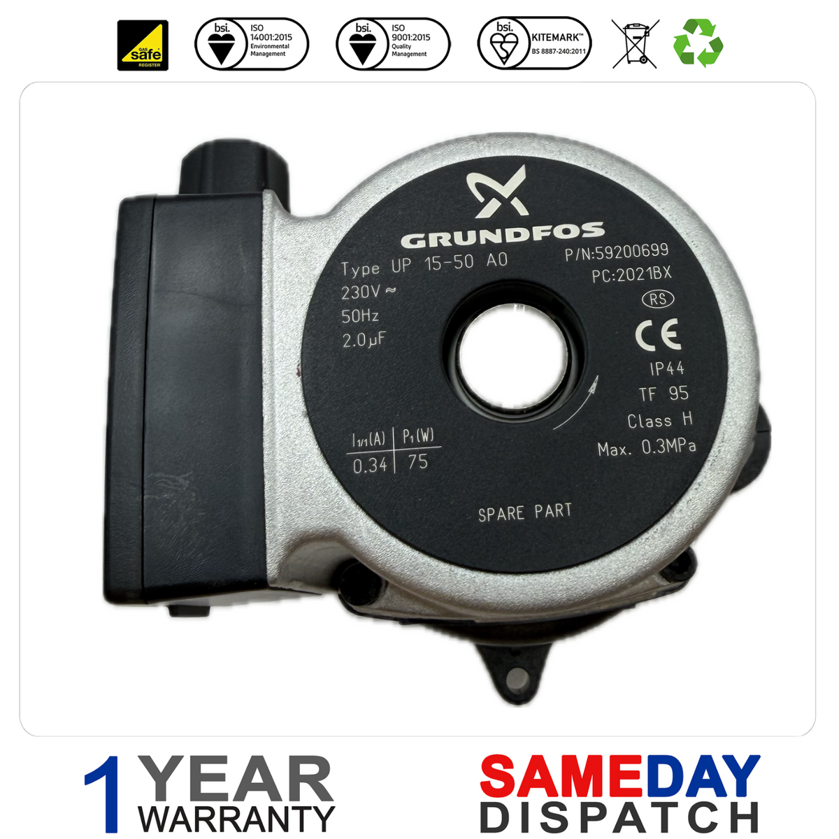 BAXI 248041 PUMP (15 50) 80 - Complete New