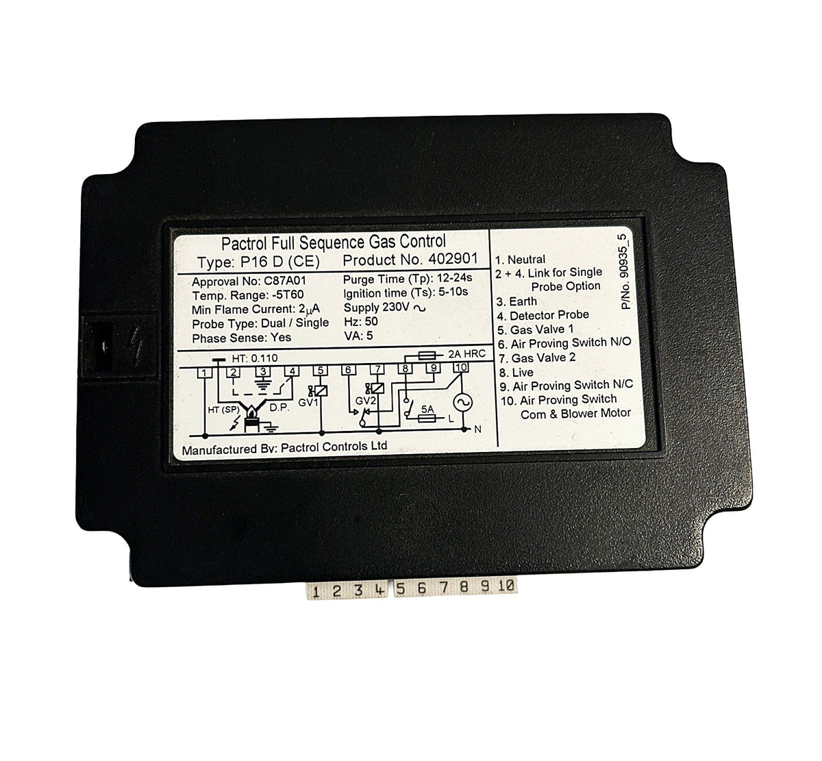Pactrol Boiler Full Sequence Gas Control Box P16 D 402901