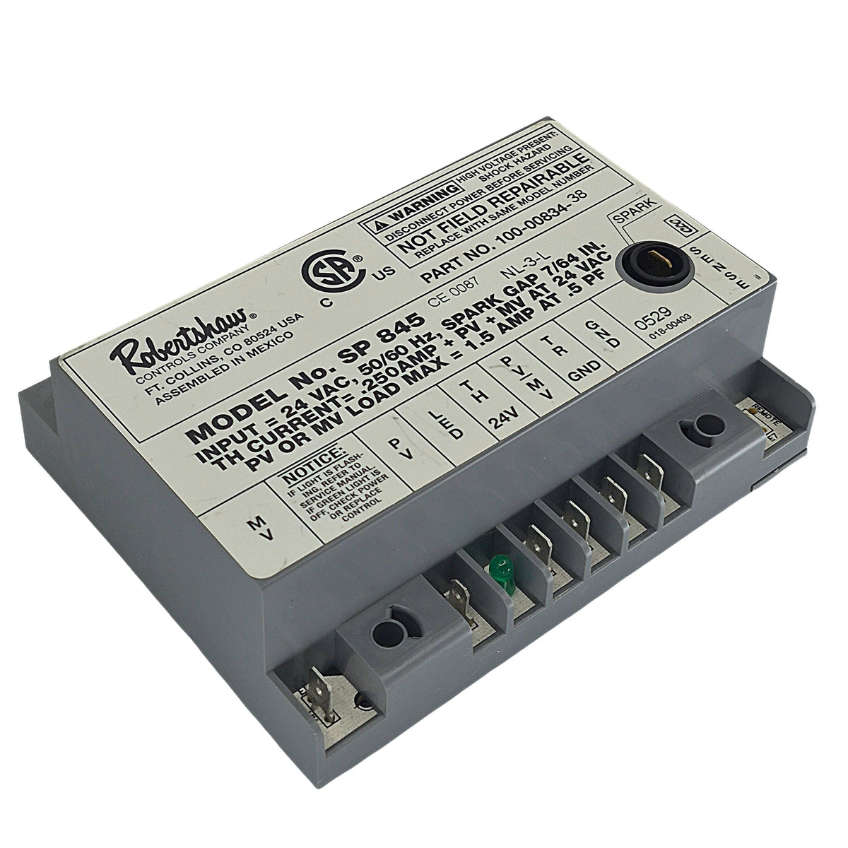 ROBERTSHAW SP 845 IGNITION CONTROL BOX 100-00834-38