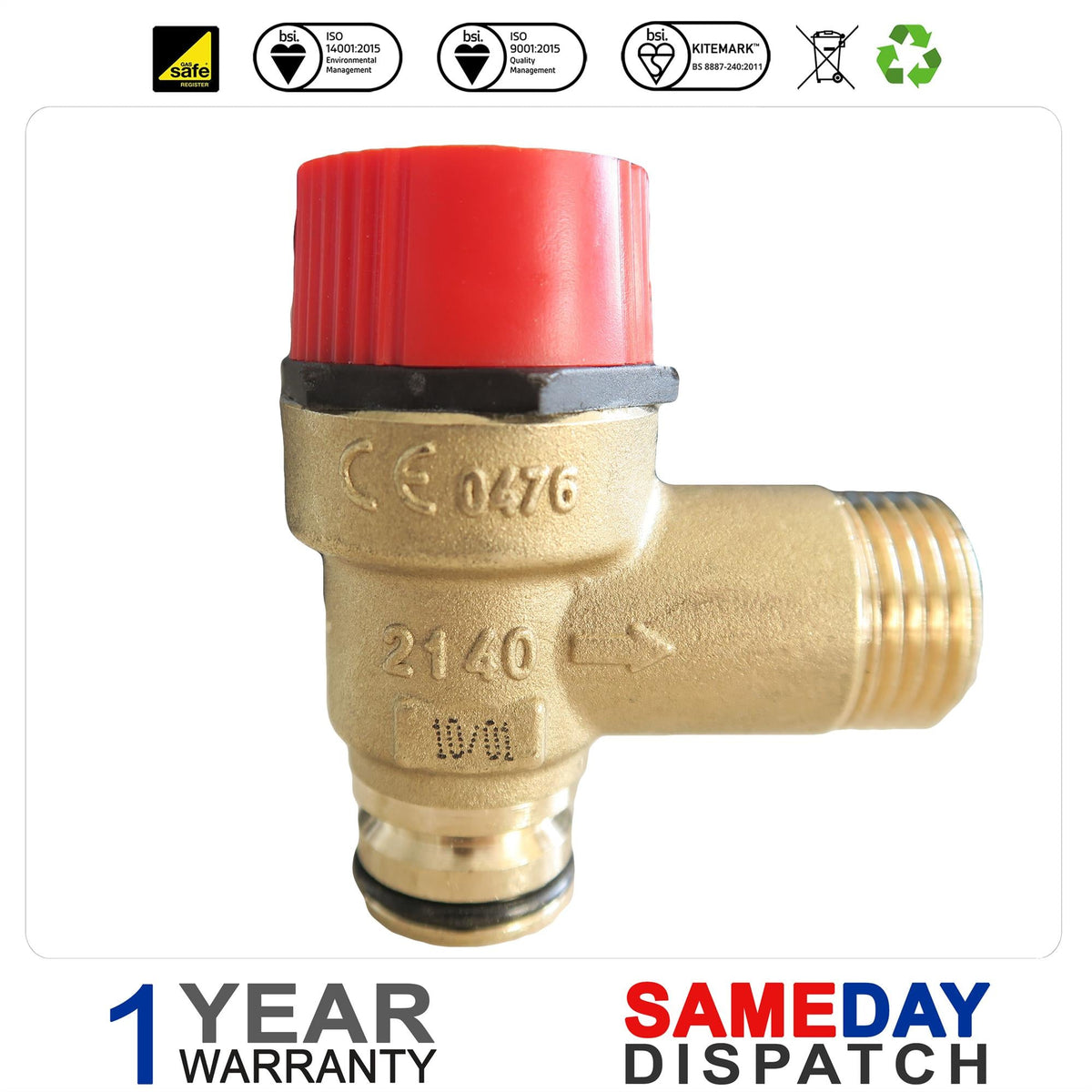 Baxi Platinum Combi ERP Boiler Safety Valve 3 Bar 7223193