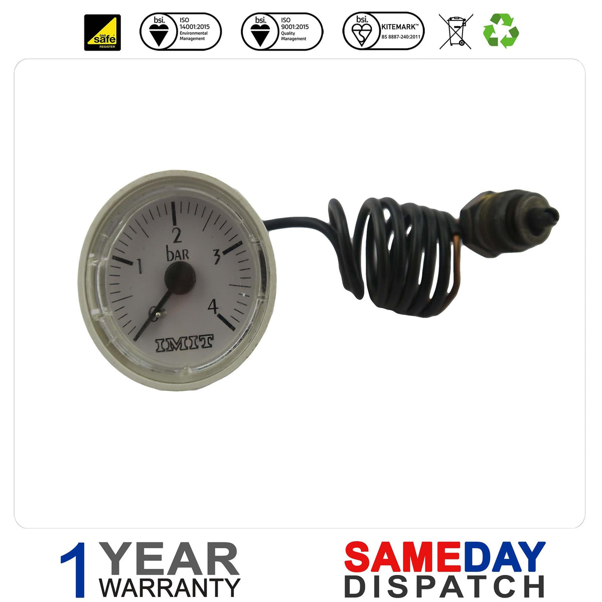 FERROLI DOMINA 80E & MODENA 80E 102 102/1 BOILER PRESSURE GAUGE 39806330