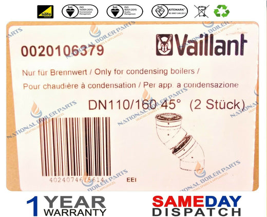 Vaillant 160mm 45? Flue Bends (Pair) 0020106379